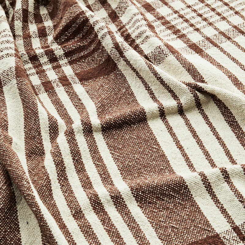 Madam Stoltz-collectie Plaid van gerecycled katoen off white, cinnamon 125x175 cm