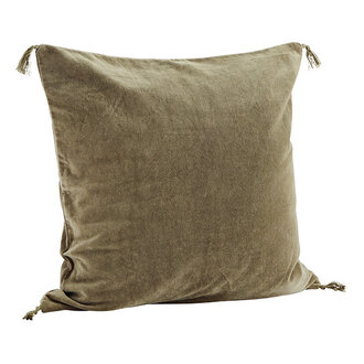 Madam Stoltz Fluwelen kussenhoes Dusty groen