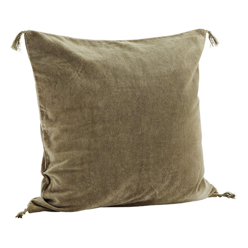 Madam Stoltz-collectie Velvet cushion cover Dusty green