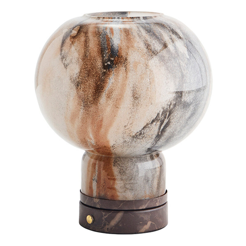 Madam Stoltz-collectie Rechargeable glass table lamp Greige, rust, dark grey