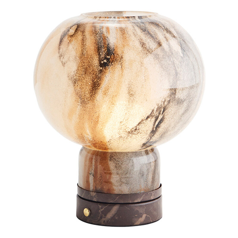 Madam Stoltz-collectie Rechargeable glass table lamp Greige, rust, dark grey