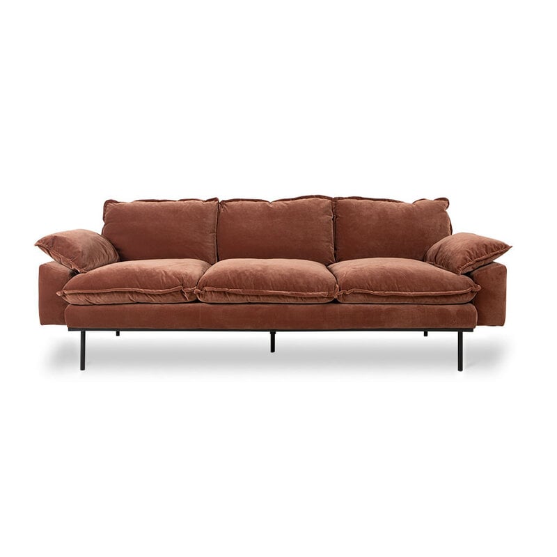 HKLIVING-collectie Retro sofa 3-seats royal velvet magnolia
