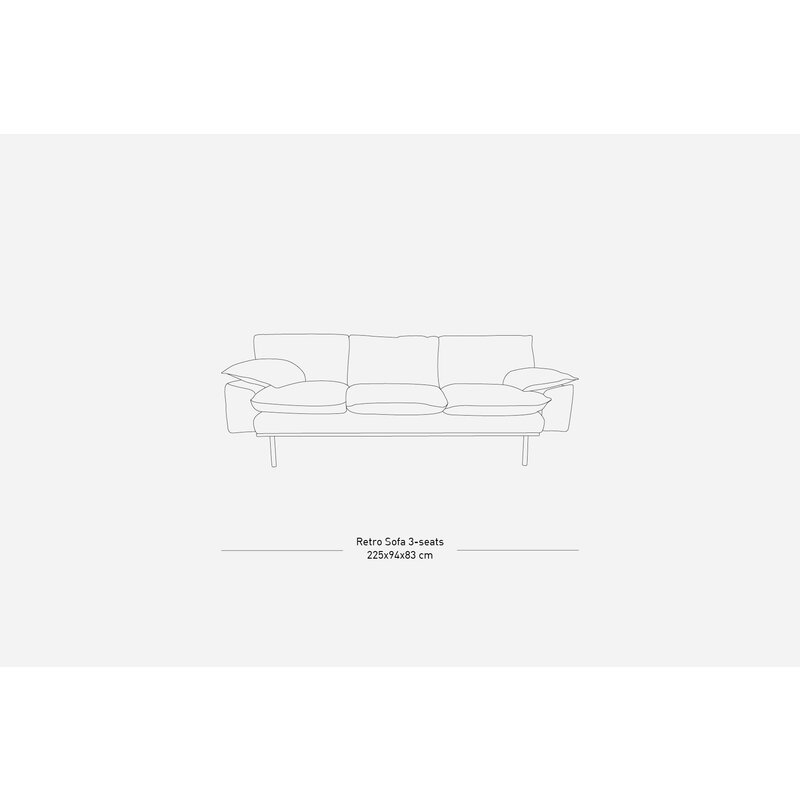 HKLIVING-collectie Retro sofa 3-zits royal velvet magnolia
