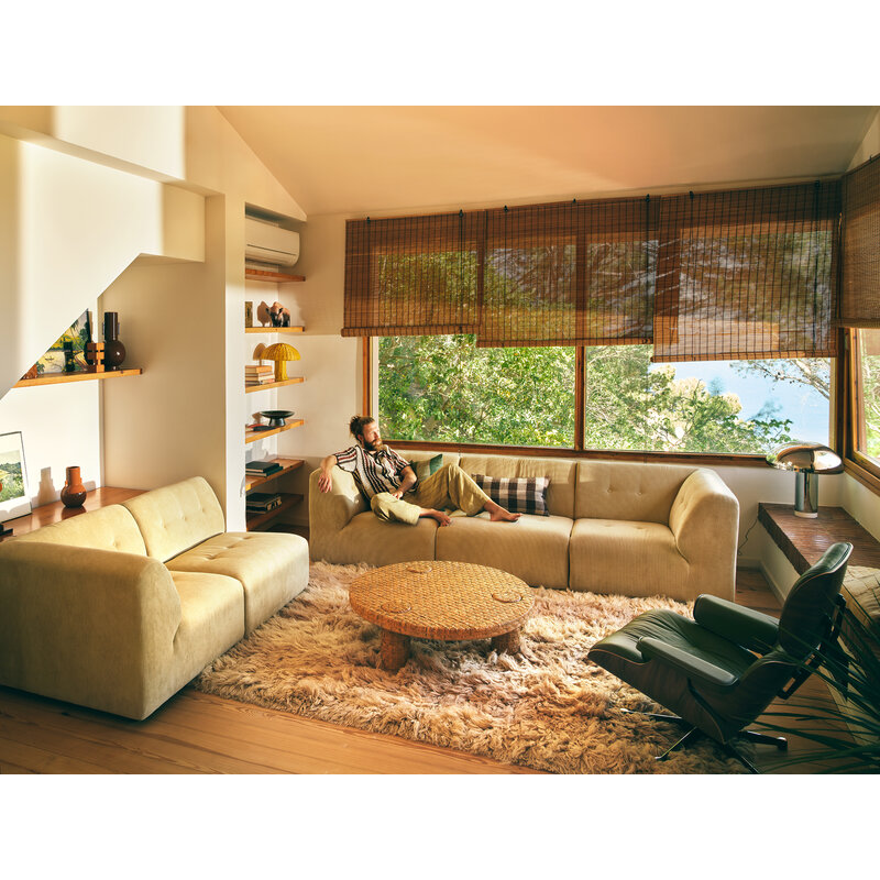 HKLIVING-collectie Vint bank element links divan corduroy rib hay