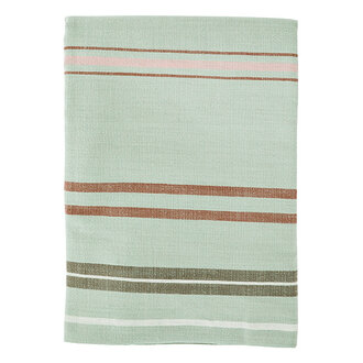 Madam Stoltz Striped table cloth Sage, rose, rust, white, grey