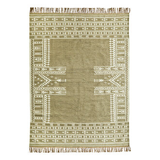 Madam Stoltz Handwoven wool rug Khaki, off white Madam Stoltz Handwoven wool rug Khaki, off white