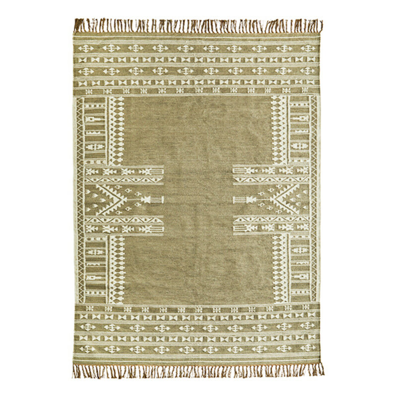 Madam Stoltz-collectie Handwoven wool rug Khaki, off white