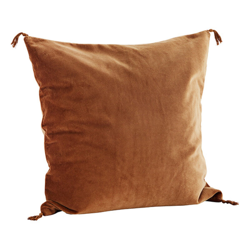 Madam Stoltz-collectie Velvet cushion cover Burnt orange