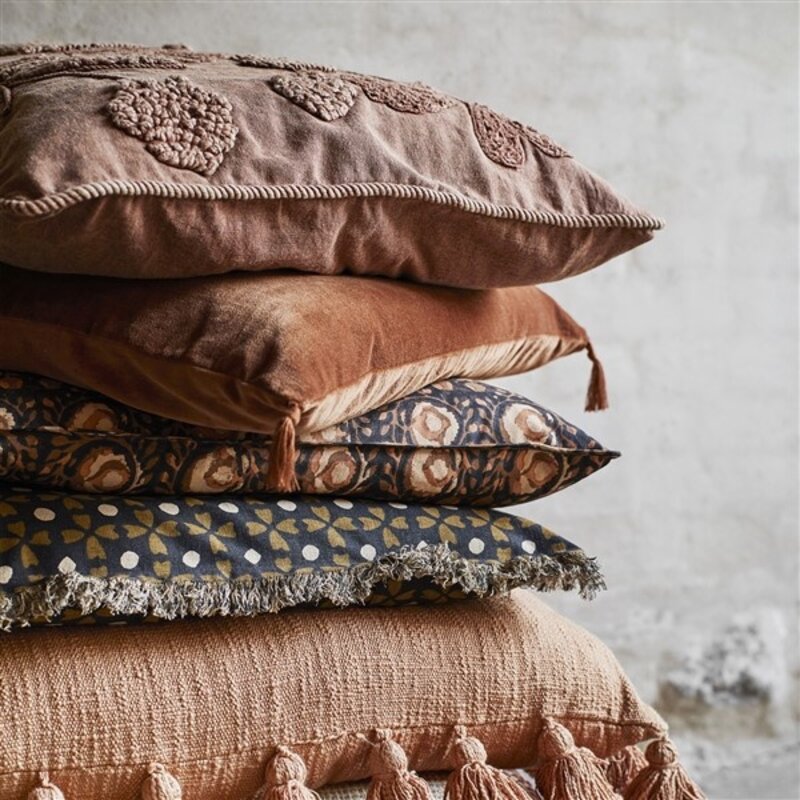 Madam Stoltz-collectie Fluwelen kussenhoes Verbrand oranje