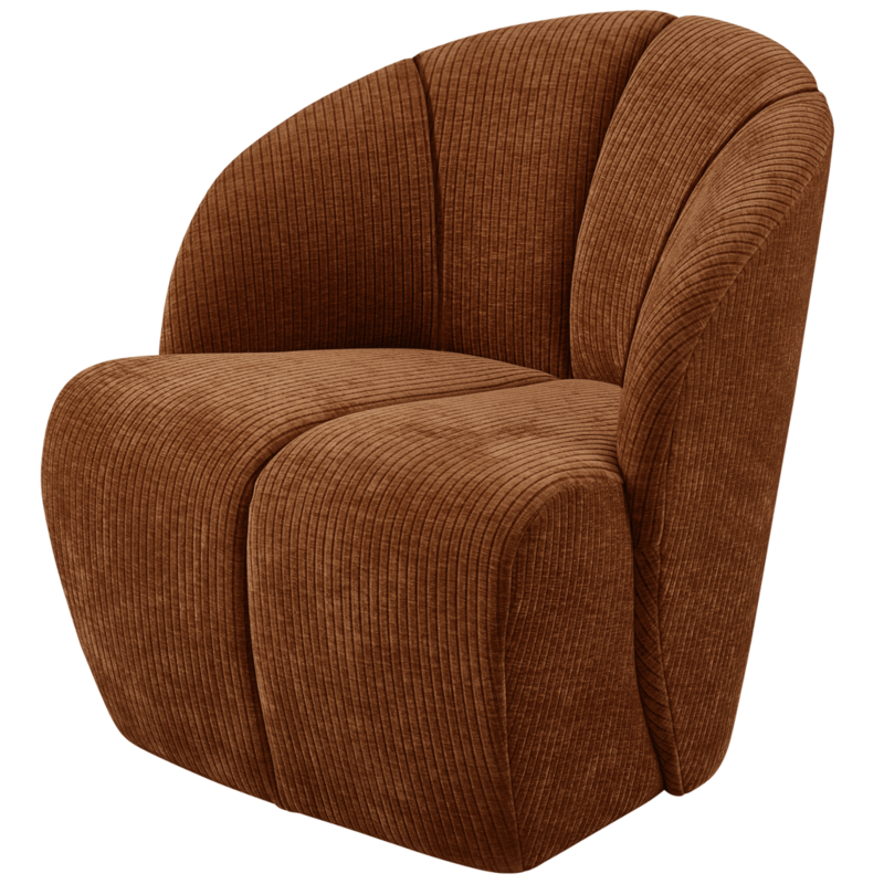 WOOOD-collectie Mojo Draaifauteuil Geweven Ribstof Roest Bruin