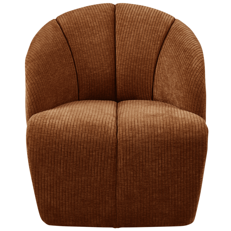 WOOOD-collectie Mojo Draaifauteuil Geweven Ribstof Roest Bruin