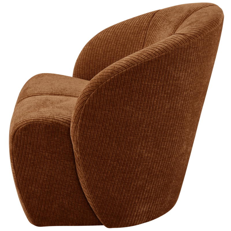 WOOOD-collectie Mojo Draaifauteuil Geweven Ribstof Roest Bruin