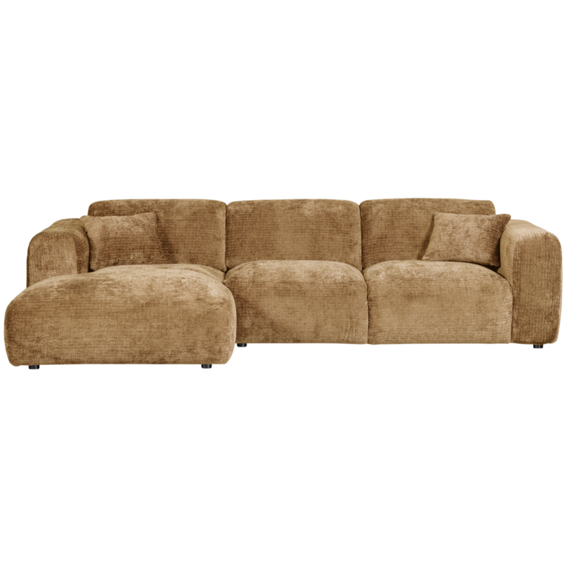 WOOOD-collectie Cloud Chaise Longue Links Geweven Chenille Honing Geel
