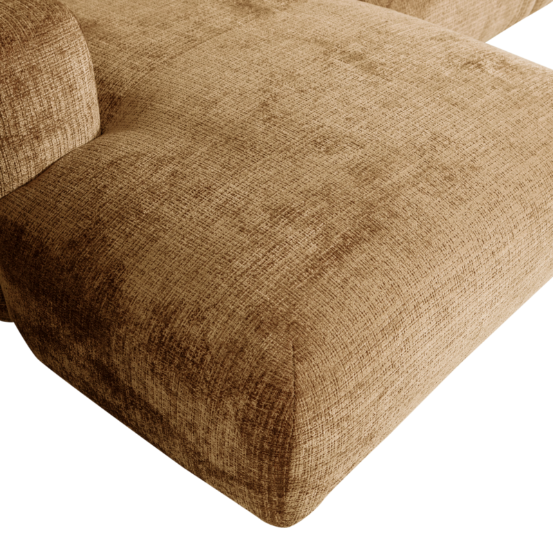 WOOOD-collectie Cloud Chaise Longue Links Geweven Chenille Honing Geel
