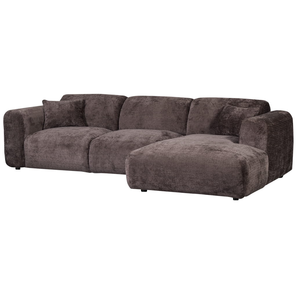 WOOOD-collectie Cloud Chaise Longue Rechts Geweven Chenille Warm Bruin
