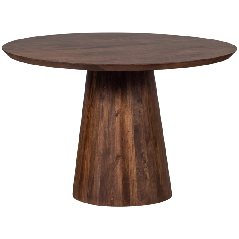 WOOOD-collectie Limit Eetkamertafel Rond Mango Hout Walnoot dia: 130Cm