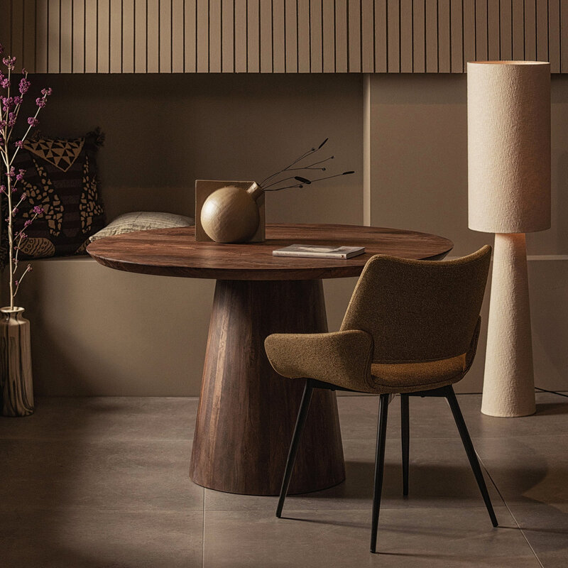 BePureHome-collectie Limit Eetkamertafel Rond Mango Hout Walnoot dia: 130Cm