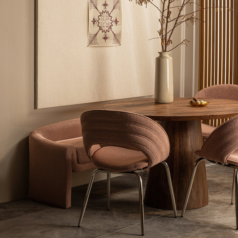 BePureHome-collectie Limit Eetkamertafel Rond Mango Hout Walnoot dia: 130Cm