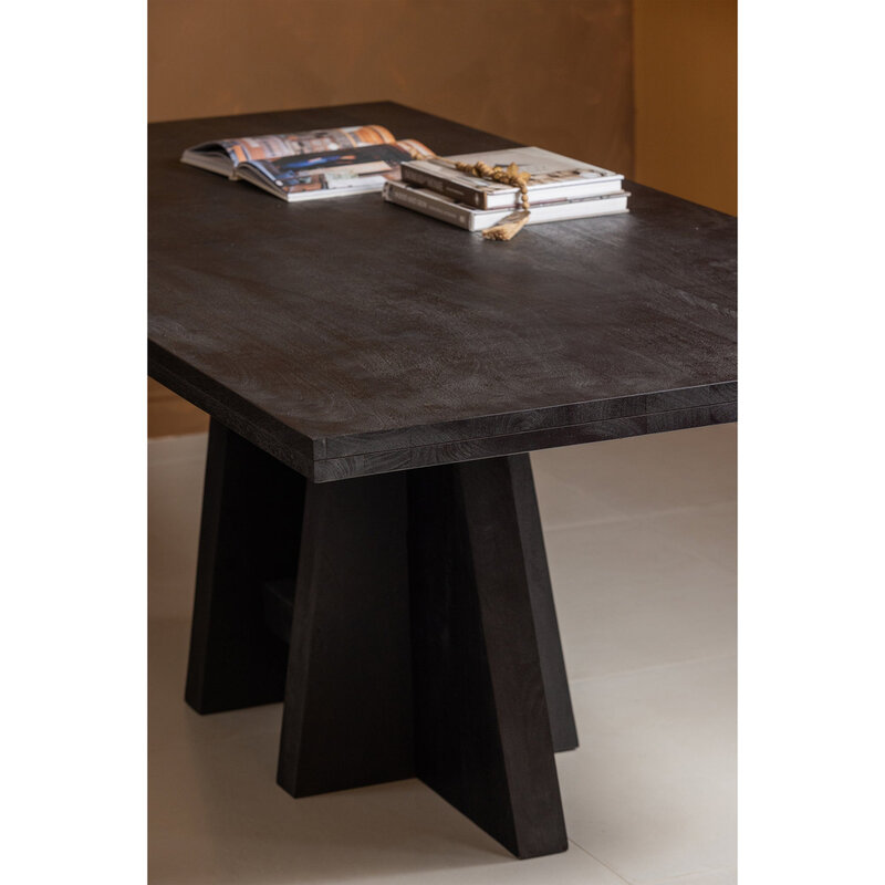 WOOOD-collectie Kean Eettafel Met Middenpoot Mango Zwart 220X100Cm