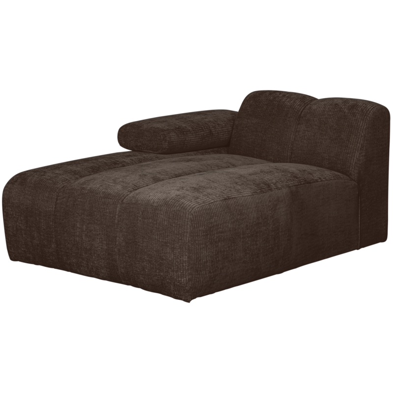 WOOOD-collectie Mojo Chaise Longue Element Links Geweven Ribstof Bruin