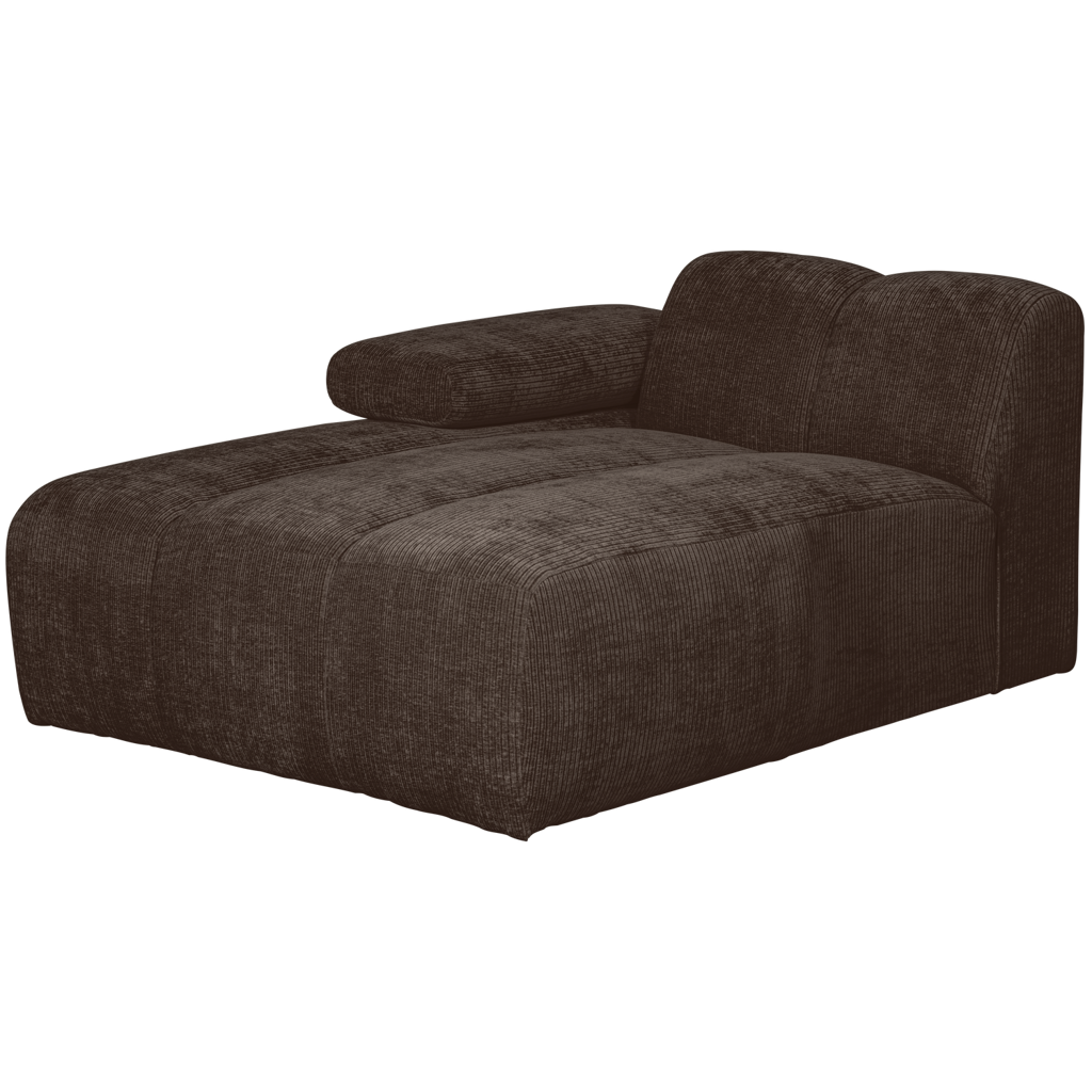 WOOOD-collectie Mojo Chaise Longue Element Links Geweven Ribstof Bruin