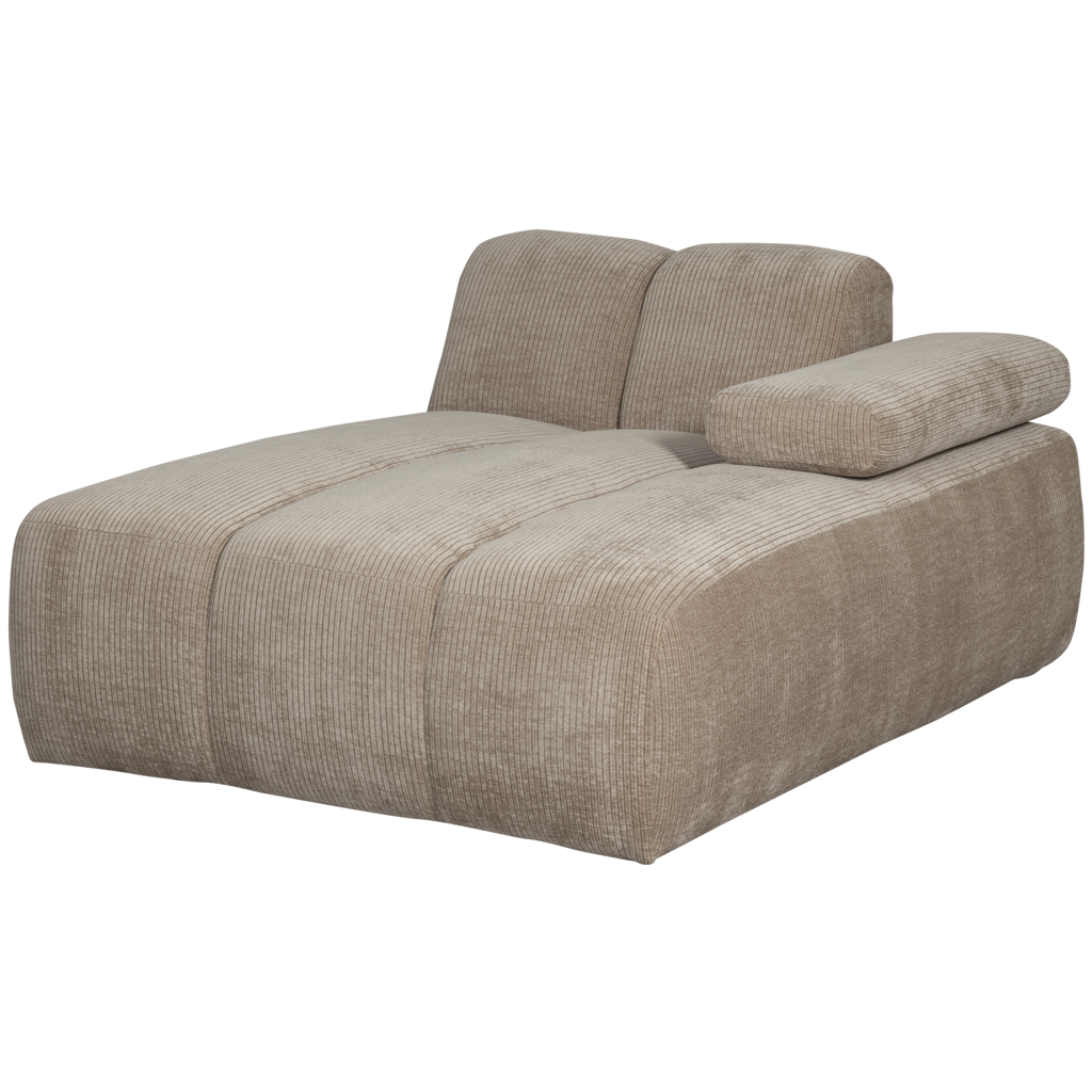WOOOD-collectie Mojo Chaise Longue Element Rechts Geweven Ribstof Donkerzand