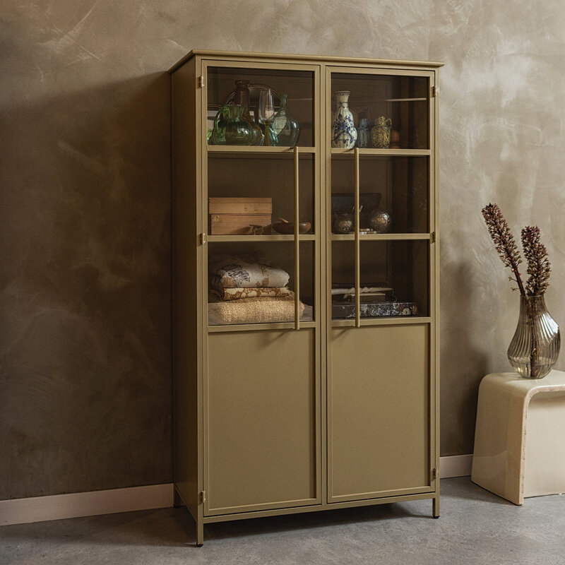 WOOOD-collectie Exhibit Vitrinekast Metaal Khaki
