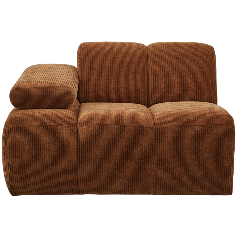 WOOOD-collectie Mojo 1-Zits Met Arm Links Geweven Ribstof Roest Bruin
