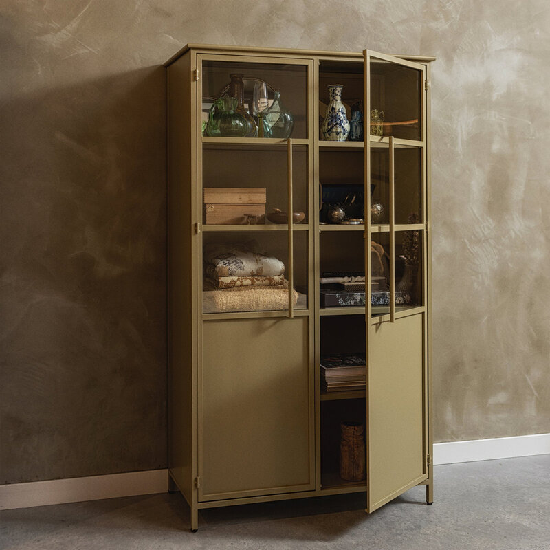WOOOD-collectie Exhibit Vitrinekast Metaal Khaki