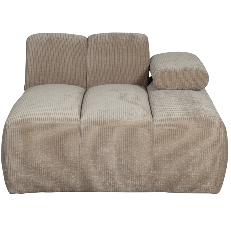 WOOOD-collectie Mojo Chaise Longue Element Rechts Geweven Ribstof Donkerzand
