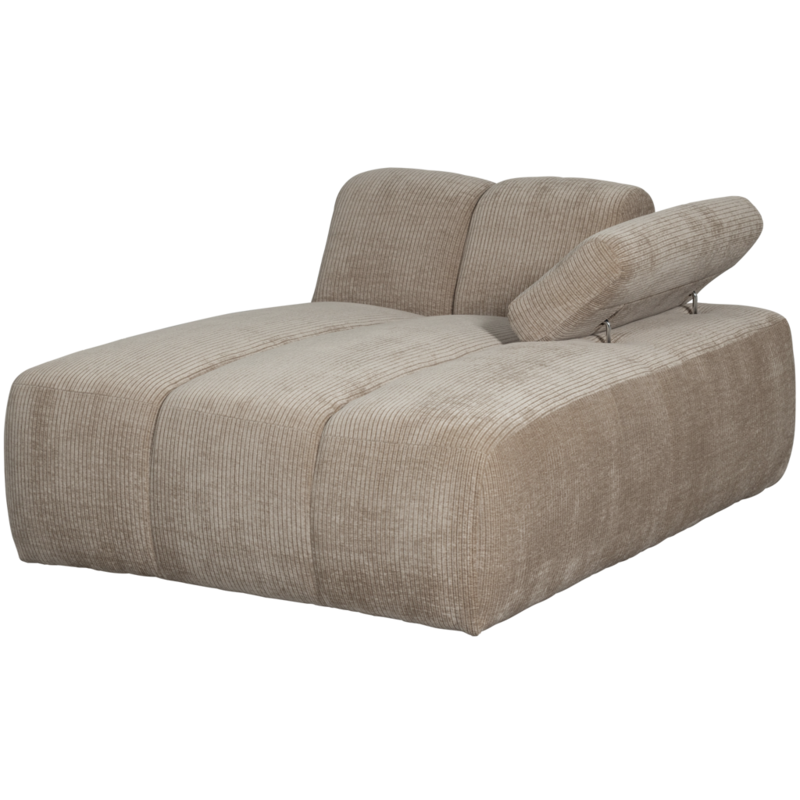 WOOOD-collectie Mojo Chaise Longue Element Rechts Geweven Ribstof Donkerzand