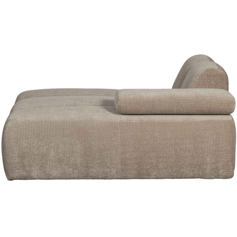 WOOOD-collectie Mojo Chaise Longue Element Rechts Geweven Ribstof Donkerzand