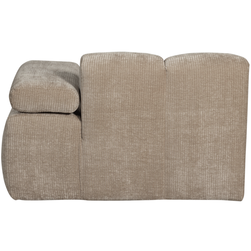 WOOOD-collectie Mojo Chaise Longue Element Rechts Geweven Ribstof Donkerzand