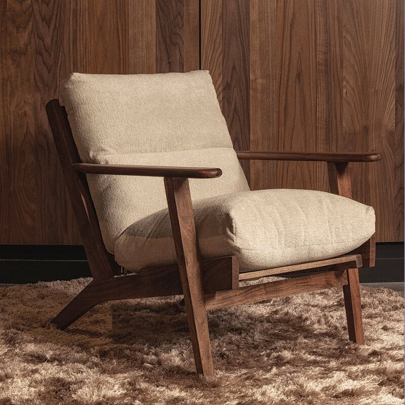 WOOOD-collectie Houston Fauteuil Boucle  Hout Naturel
