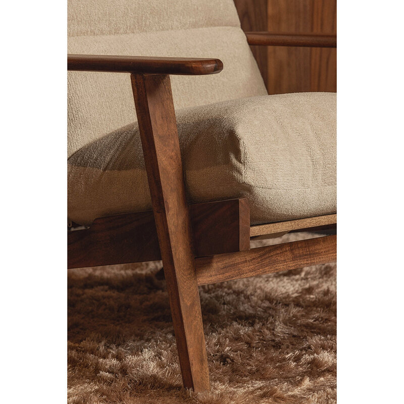 WOOOD-collectie Houston Fauteuil Bouclã‰/Hout Naturel