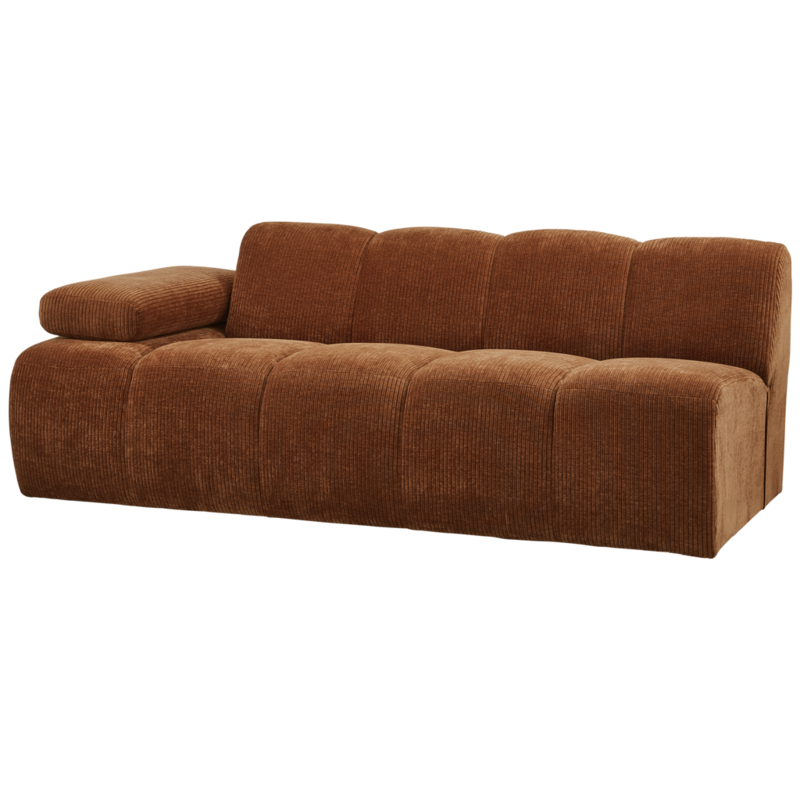 WOOOD-collectie Mojo 2-Zits Met Arm Links Geweven Ribstof Roest Bruin