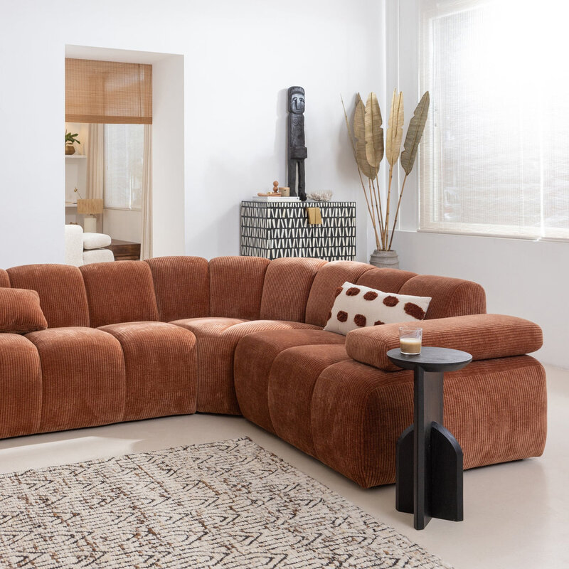 WOOOD-collectie Mojo 2-Zits Met Arm Links Geweven Ribstof Roest Bruin