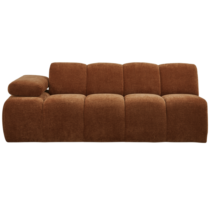 WOOOD-collectie Mojo 2-Zits Met Arm Links Geweven Ribstof Roest Bruin