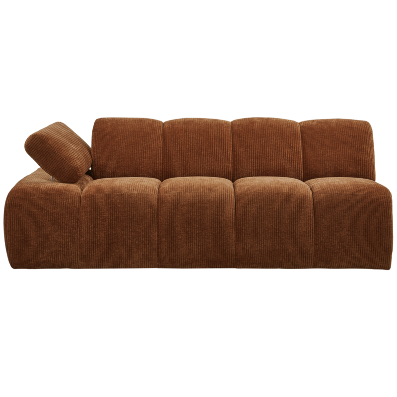 WOOOD-collectie Mojo 2-Zits Met Arm Links Geweven Ribstof Roest Bruin
