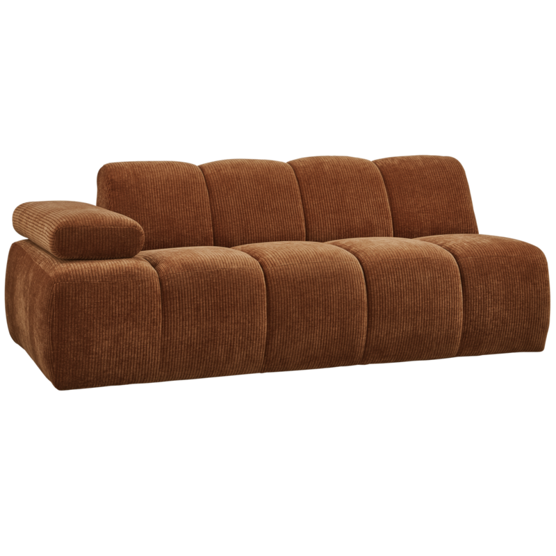 WOOOD-collectie Mojo 2-Zits Met Arm Links Geweven Ribstof Roest Bruin