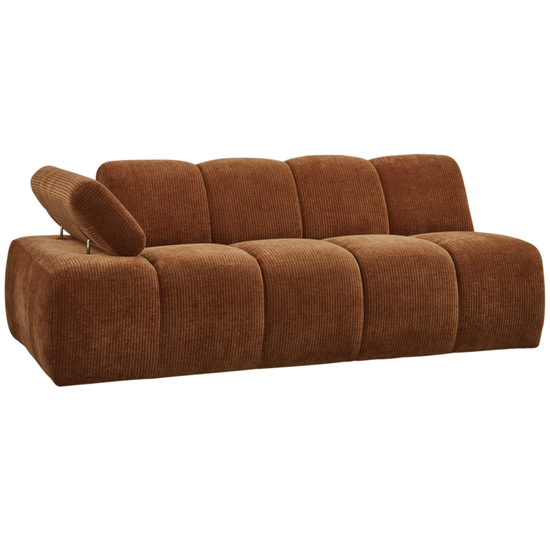 WOOOD-collectie Mojo 2-Zits Met Arm Links Geweven Ribstof Roest Bruin