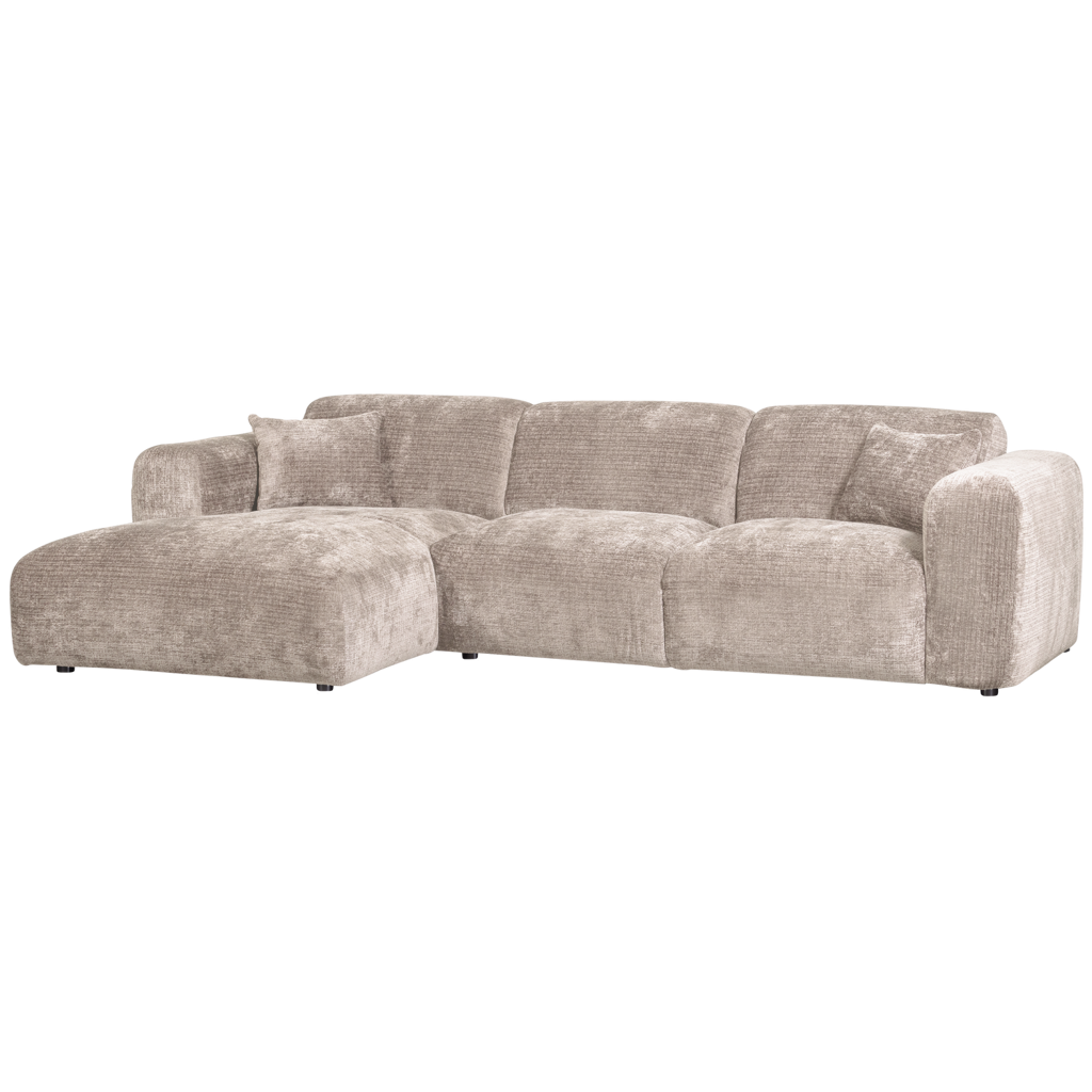 WOOOD-collectie Cloud Chaise Longue Links Geweven Chenille Naturel