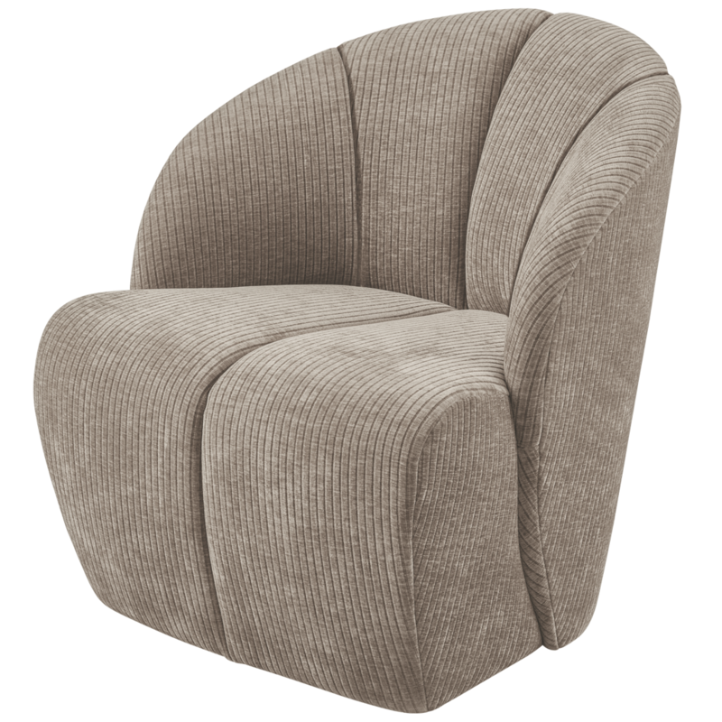 WOOOD-collectie Mojo Draaifauteuil Geweven Ribstof Donker Zand