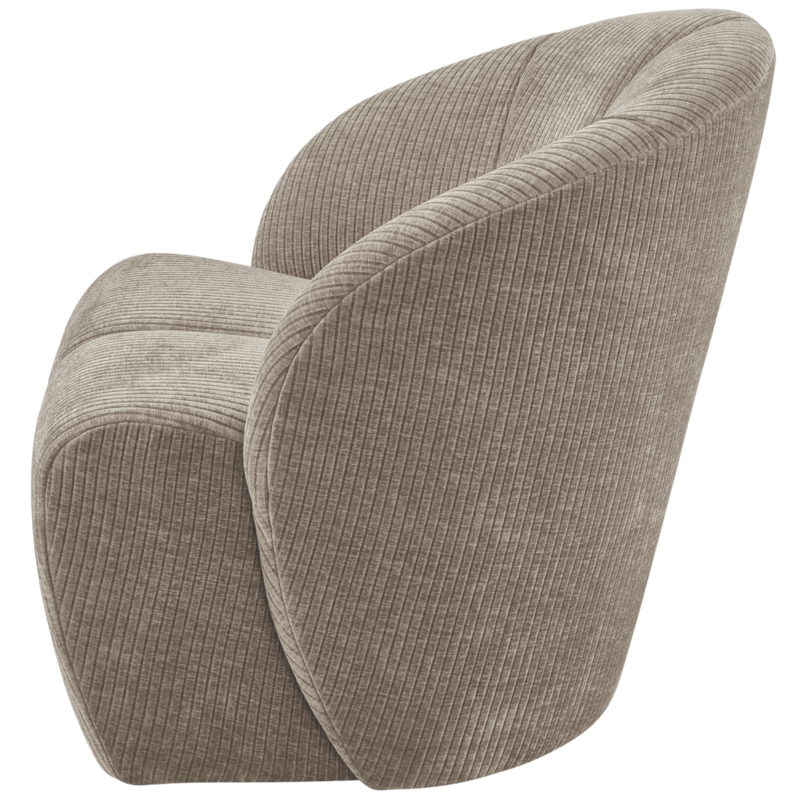 WOOOD-collectie Mojo Draaifauteuil Geweven Ribstof Donker Zand