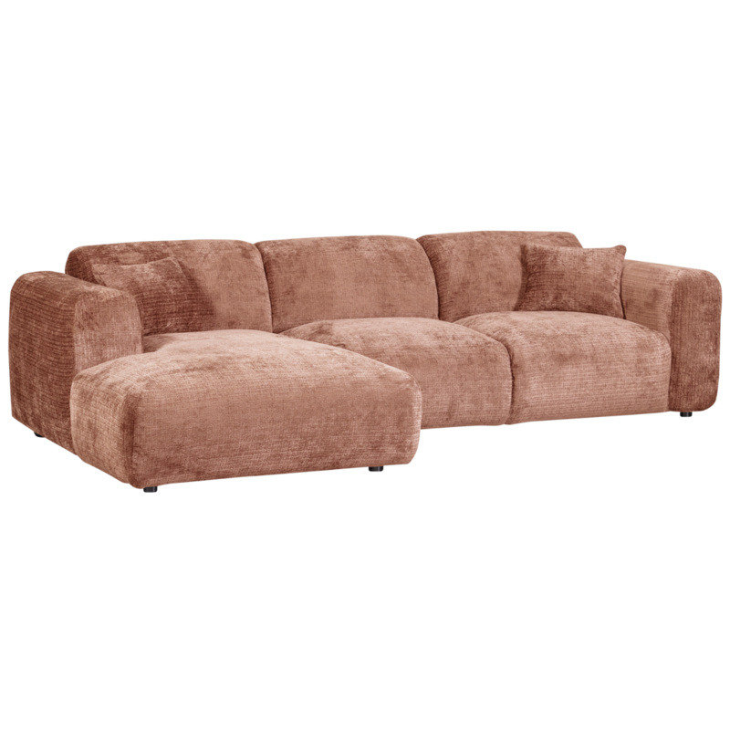 WOOOD-collectie Cloud Chaise Longue Links Geweven Chenille Terra