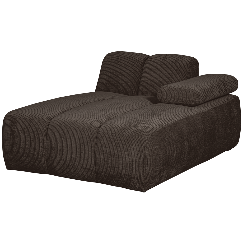 WOOOD-collectie Mojo Chaise Longue Element Rechts Geweven Ribstof Bruin