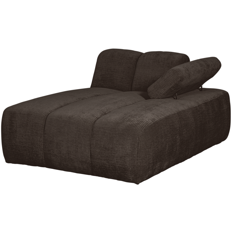 WOOOD-collectie Mojo Chaise Longue Element Rechts Geweven Ribstof Bruin