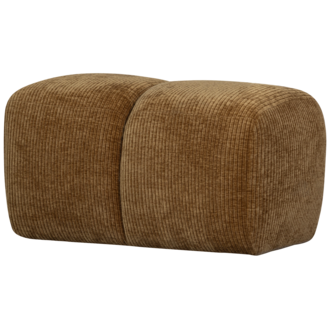 WOOOD Mojo Poef 45X80X60Cm Geweven Ribstof Honing Geel
