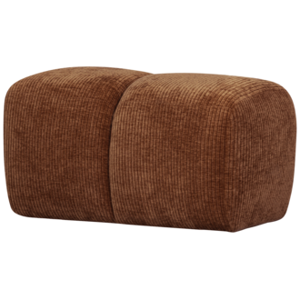 WOOOD Mojo Poef 45X80X60Cm Geweven Ribstof Roest Bruin
