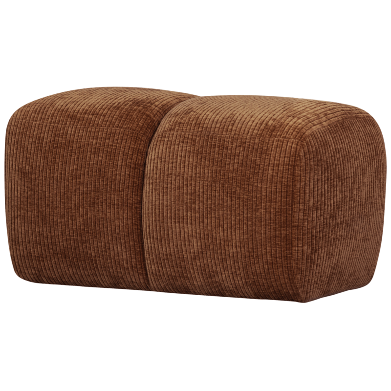 WOOOD-collectie Mojo Poef 45X80X60Cm Geweven Ribstof Roest Bruin